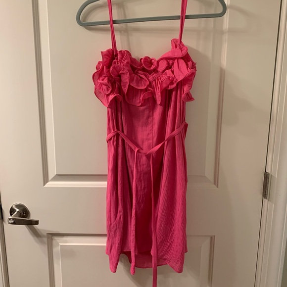 Mustard Seed Fushia Ruffle Dress, size medium - Picture 3 of 7
